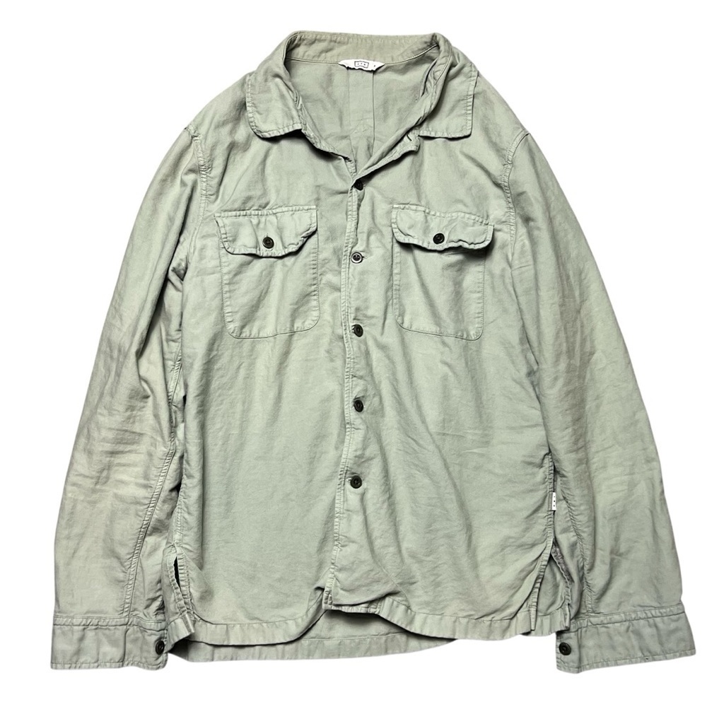 AYR Khaki Green Button-Up Olive Color Heavyweight Cotton Overshirt Medium